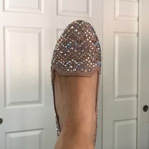 INC nude flats with crystals worn once